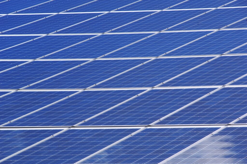 A close-up of solar panels