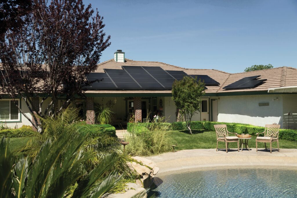 home with solar panels.