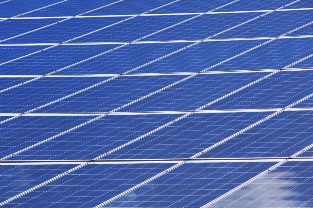 A close-up of solar panels.