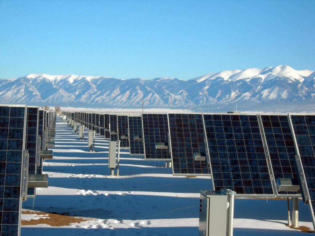 solar farm during winter